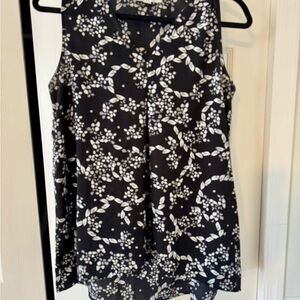 Floral Black and White Sleeveless Top